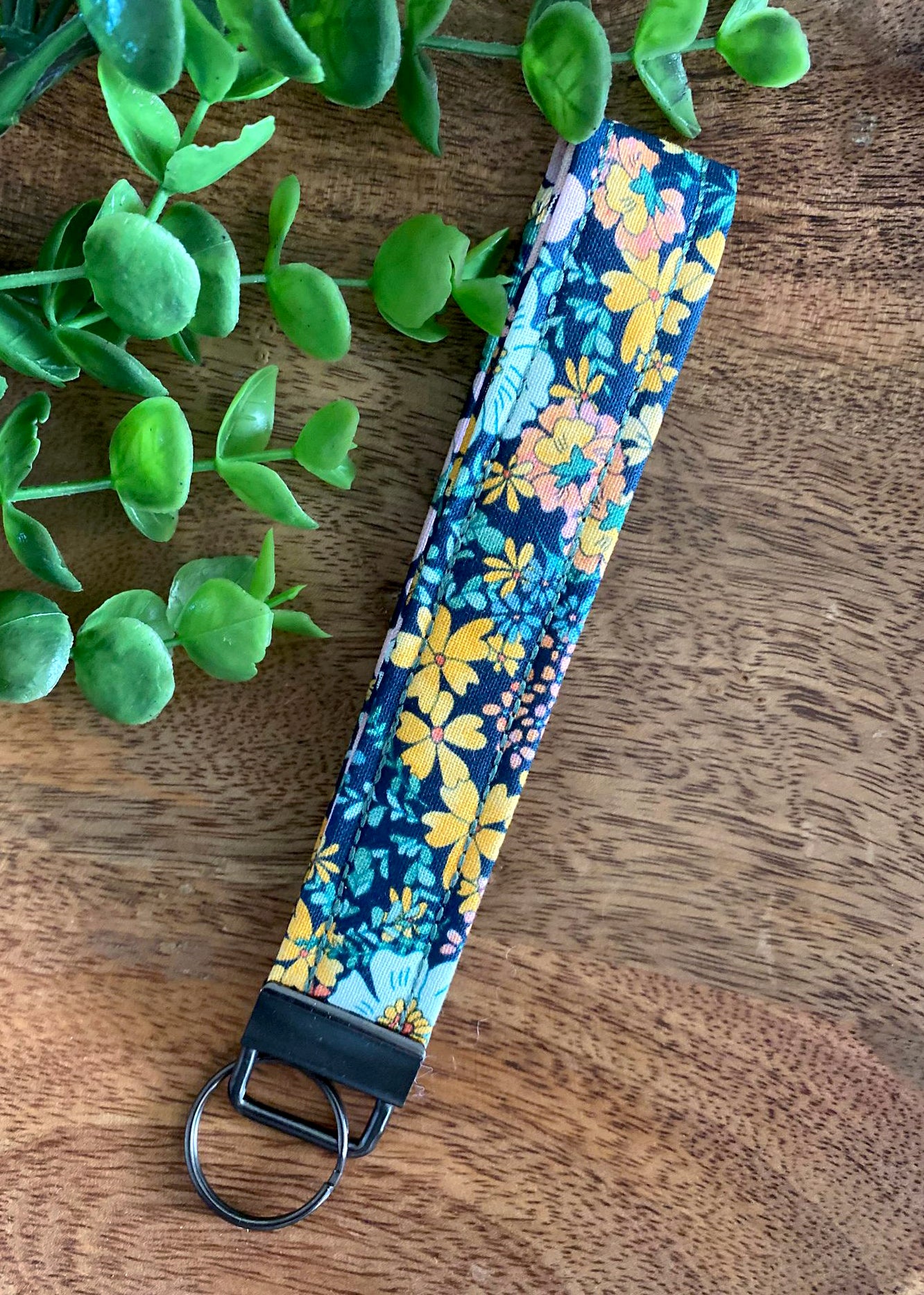 Blue Floral Wristlet