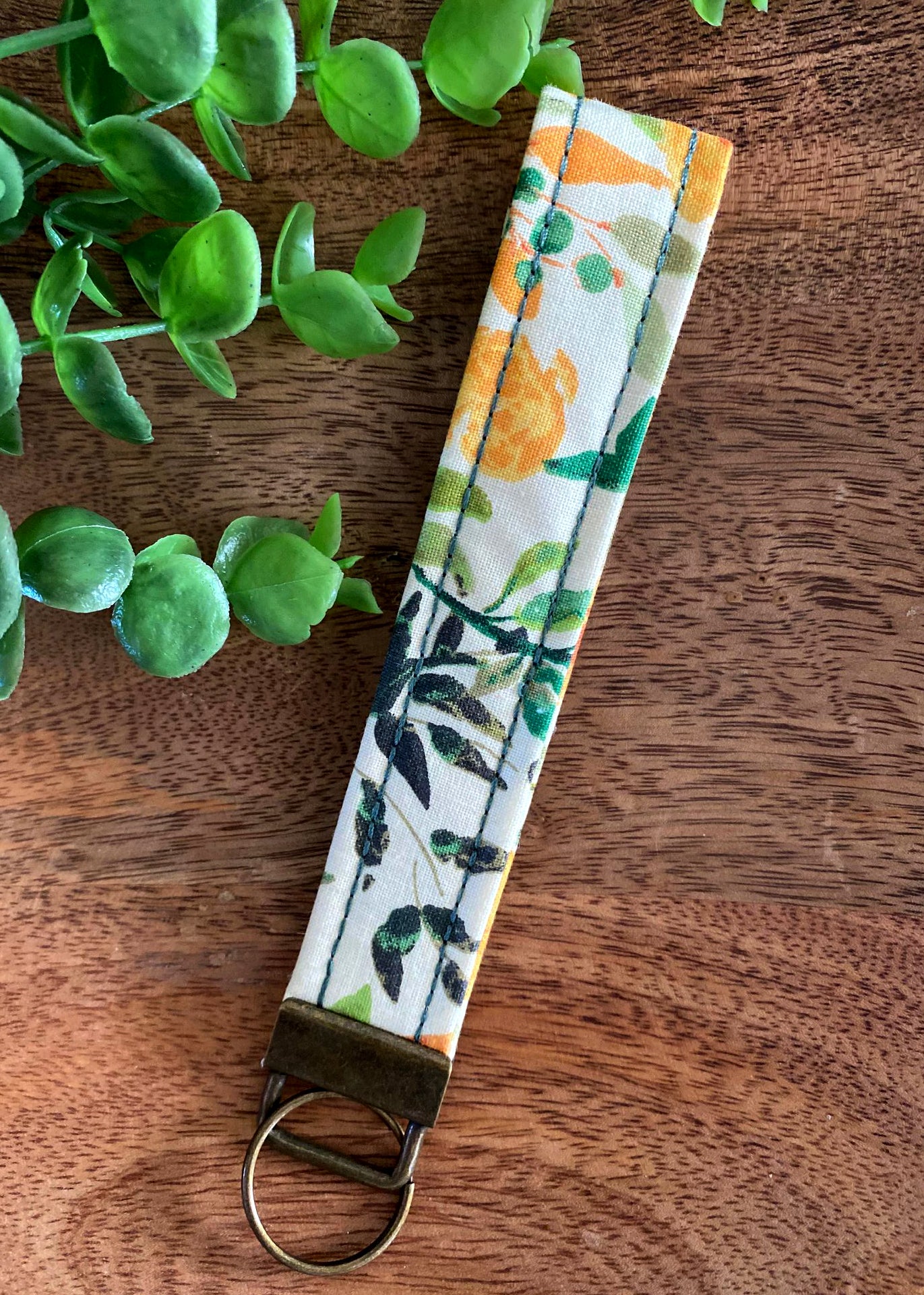 Green and Yellow Floral Wristlet