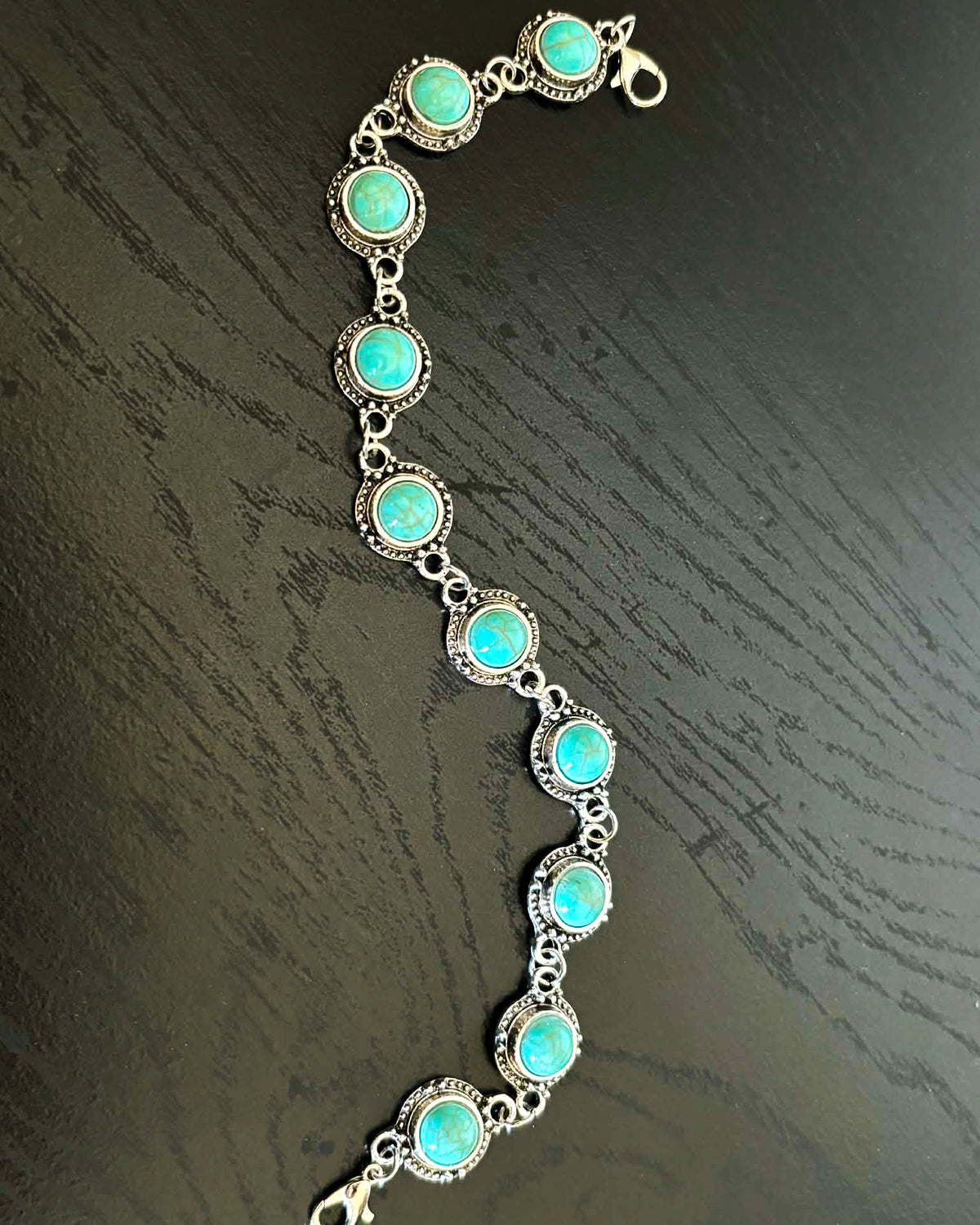 Silver Turquoise Concho Trucker Hat Chain