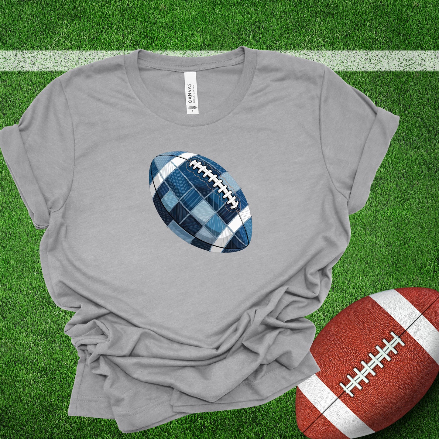 Blue Denim Patchwork Football (Multiple Color Choices)