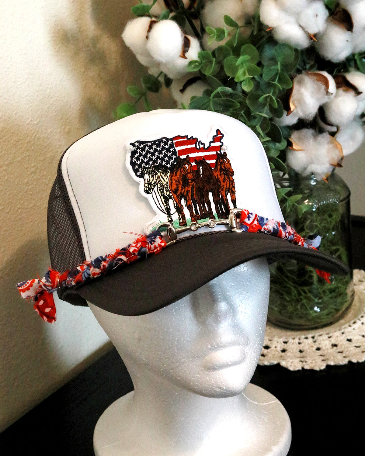 Braided Bandana with Snaffle Bit Trucker Hat