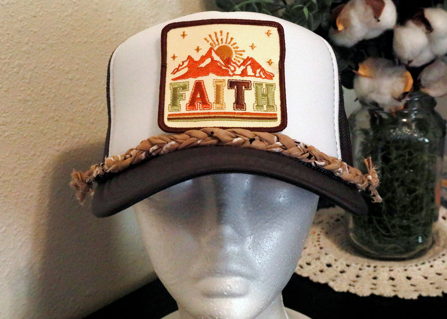 Tan Simple Braided Trucker Hat Chain