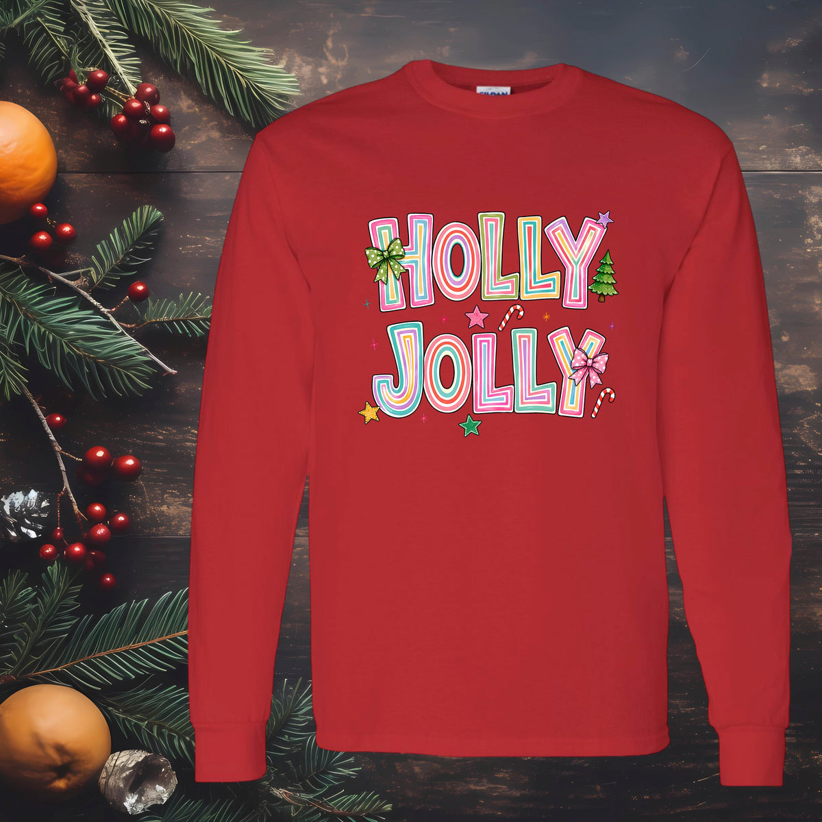 Colorful Holly Jolly (Multiple Color Choices)