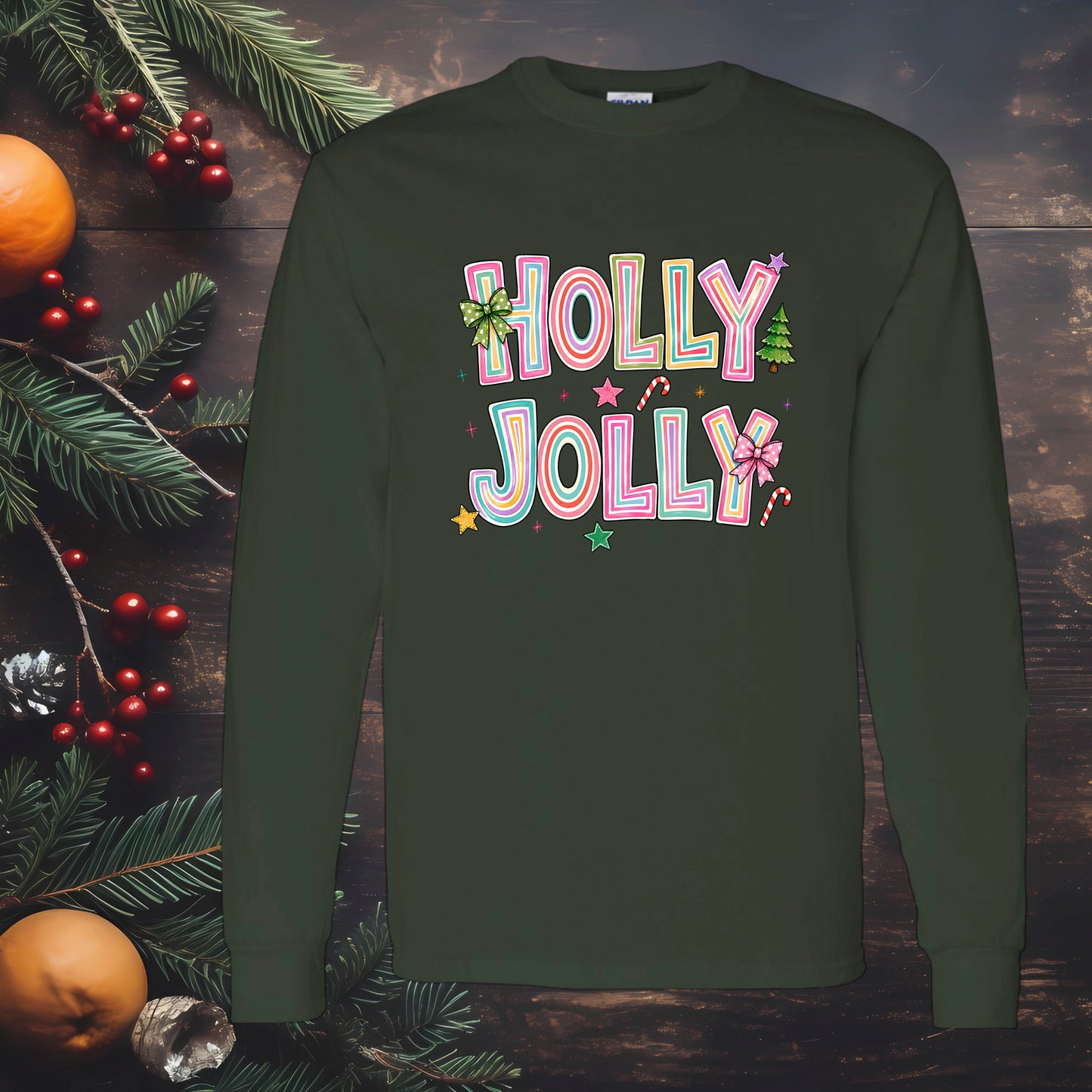 Colorful Holly Jolly (Multiple Color Choices)
