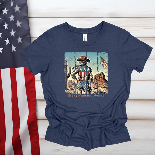 Just A Girl Who Loves America (Multiple Color Choices)