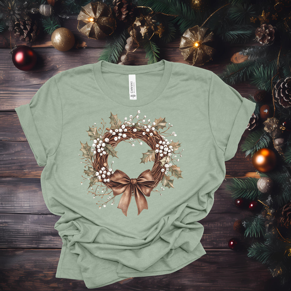 Natural Christmas Wreath (Multiple Color Choices)