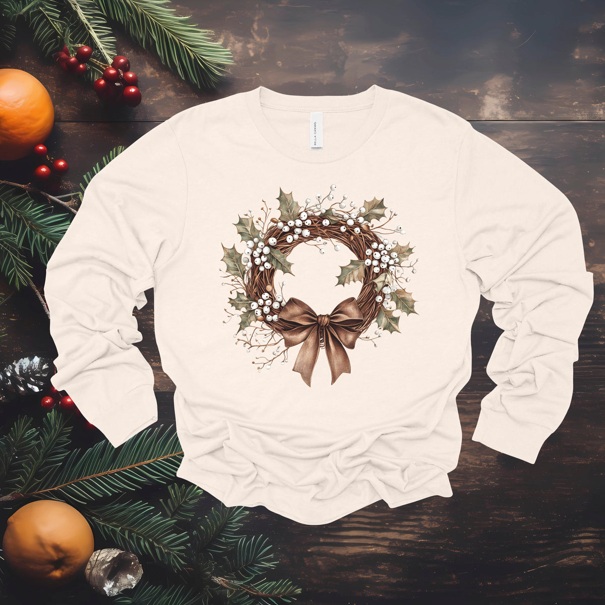 Natural Christmas Wreath (Multiple Color Choices)