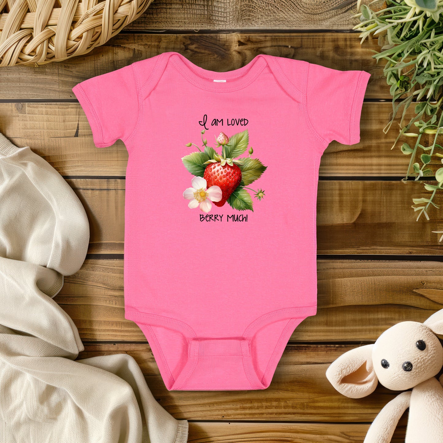 "I Am Loved Berry Much" One Piece Bodysuit