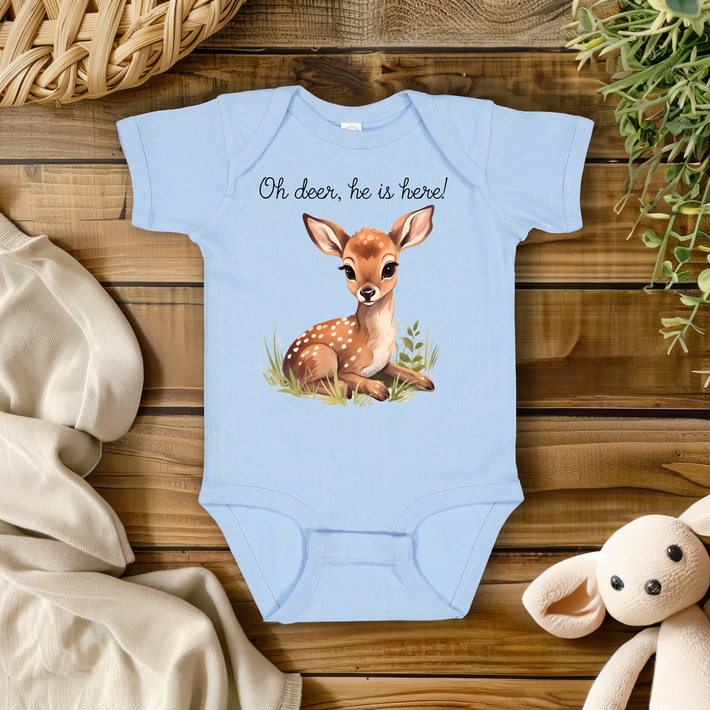 Oh Deer He/She Is Here (Multiple Color Choices)