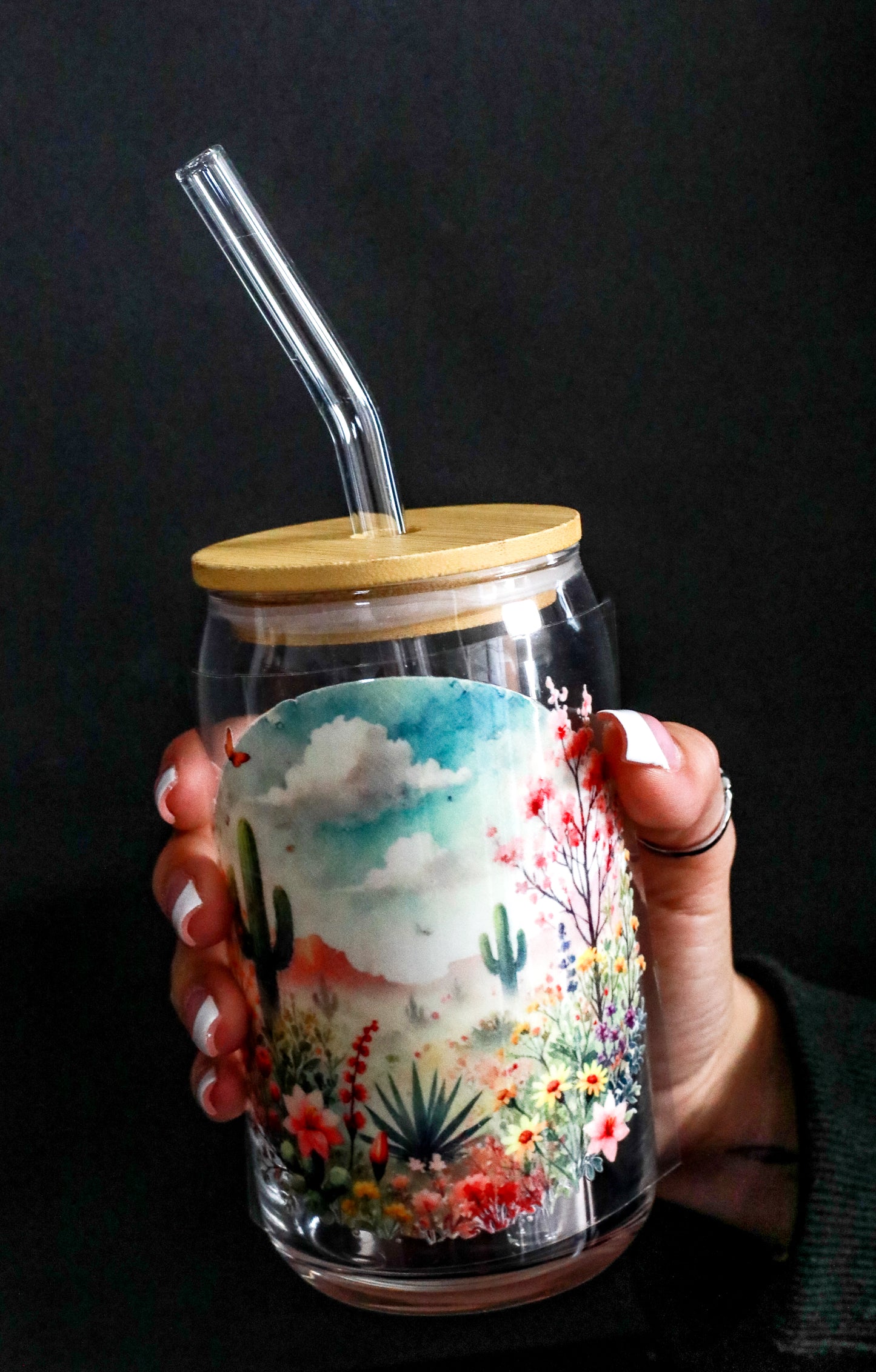 Round Floral Desert Scene