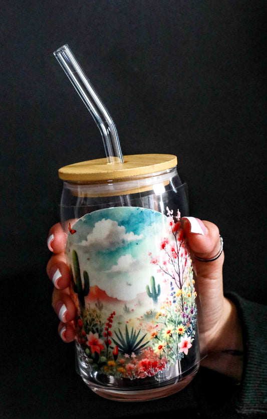 Round Floral Desert Scene